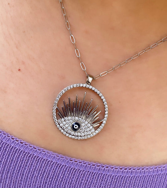 Sun Rise Evil Eye Necklace