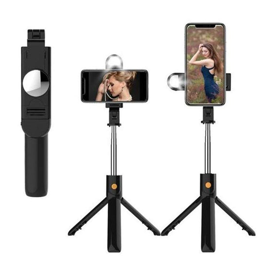 2 in 1 Selfie Stick Tripod with Front Camera Light & Bluetooth Remote