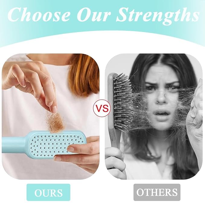 Self Cleaning Hair Brush - Clean Hair with One Pull