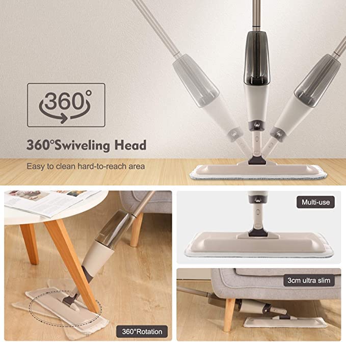 Spray Mop - 360 Degree Handle Wet & Dry Microfiber Floor Spray Mop