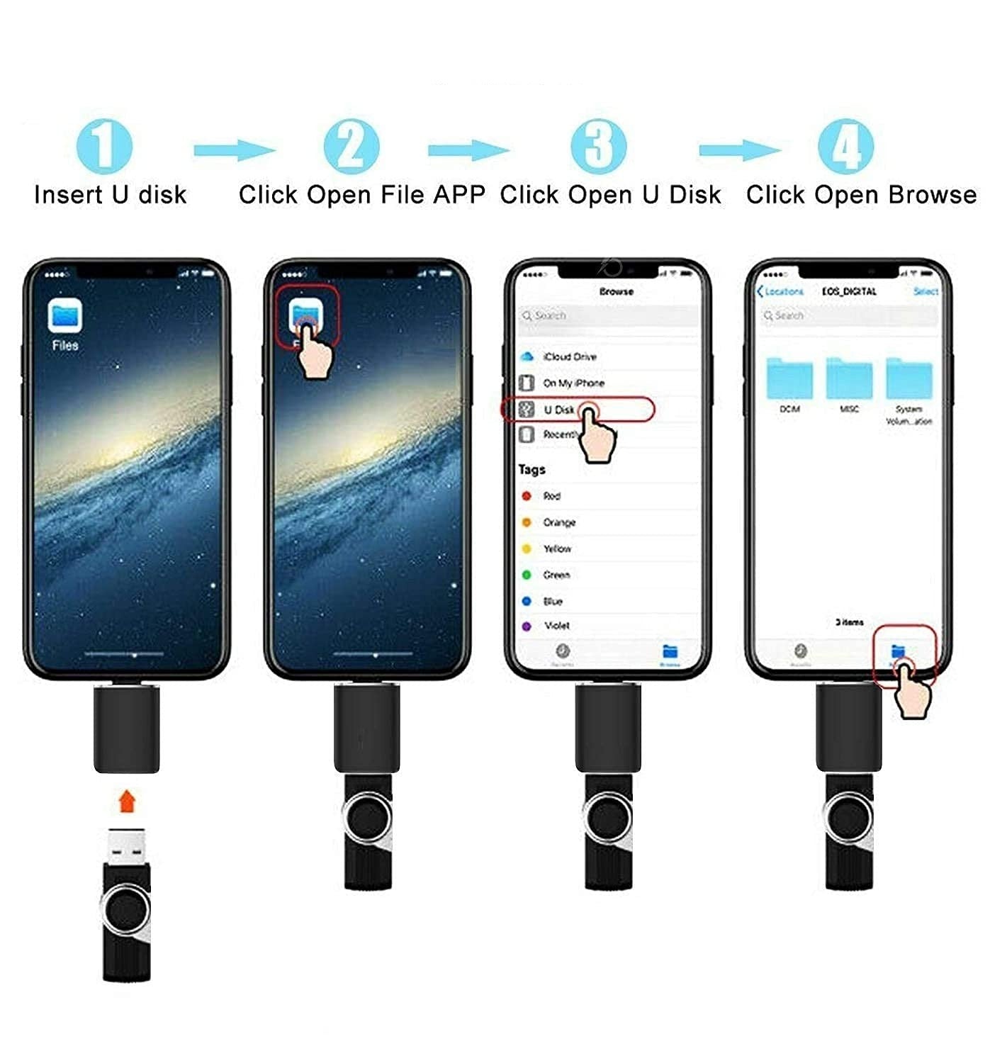 USB Flash Drive Data Transfer Adaptor for iPhone (iOS devices)