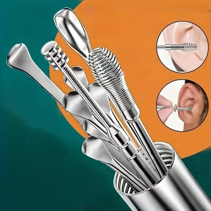 Reusable 6-Piece Ear Cleaner Tool Set with Storage Box