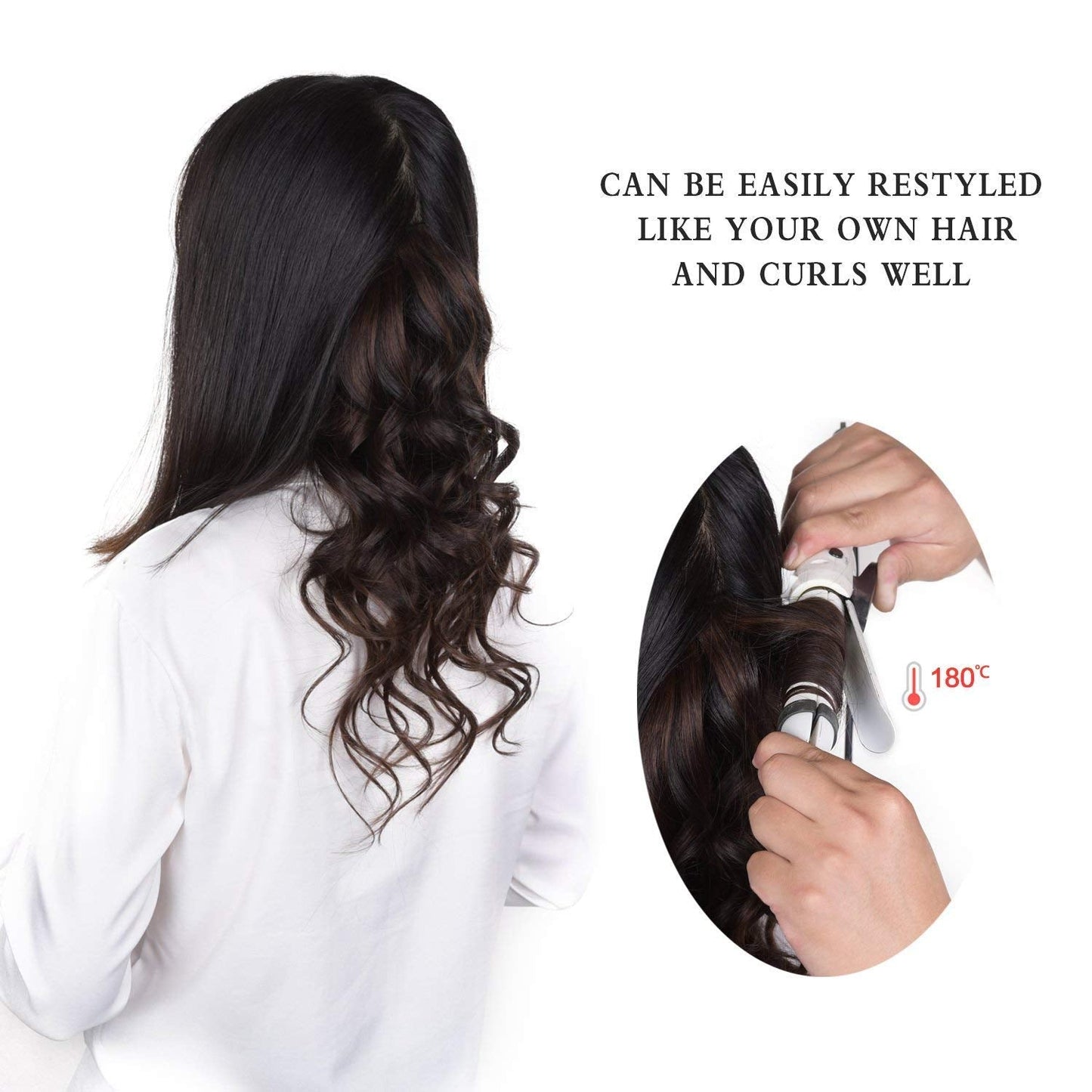 Hair Extension 5 Clips (24 inch) Straight/Curly