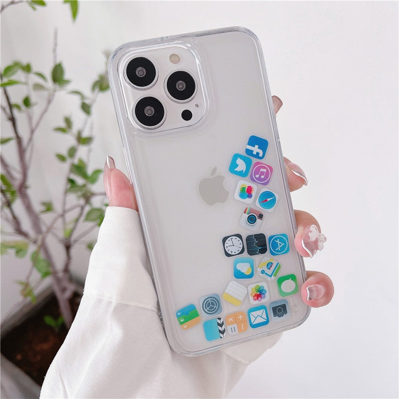 Liquid Floating Icons Case Compatible for iPhone Models