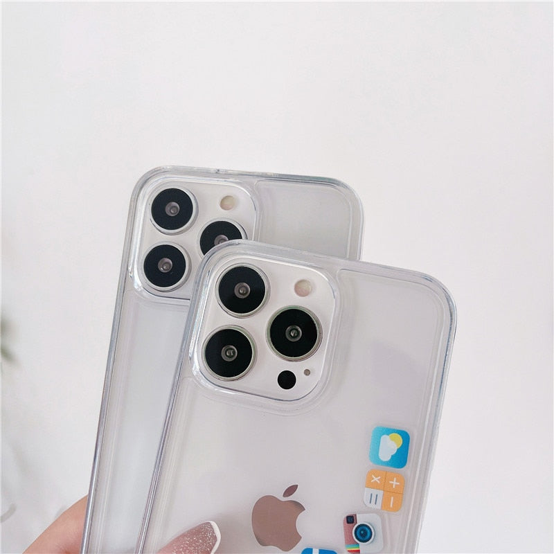 Liquid Floating Icons Case Compatible for iPhone Models