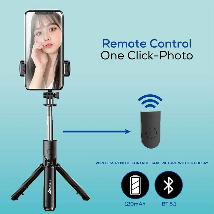 2 in 1 Selfie Stick Tripod with Front Camera Light & Bluetooth Remote