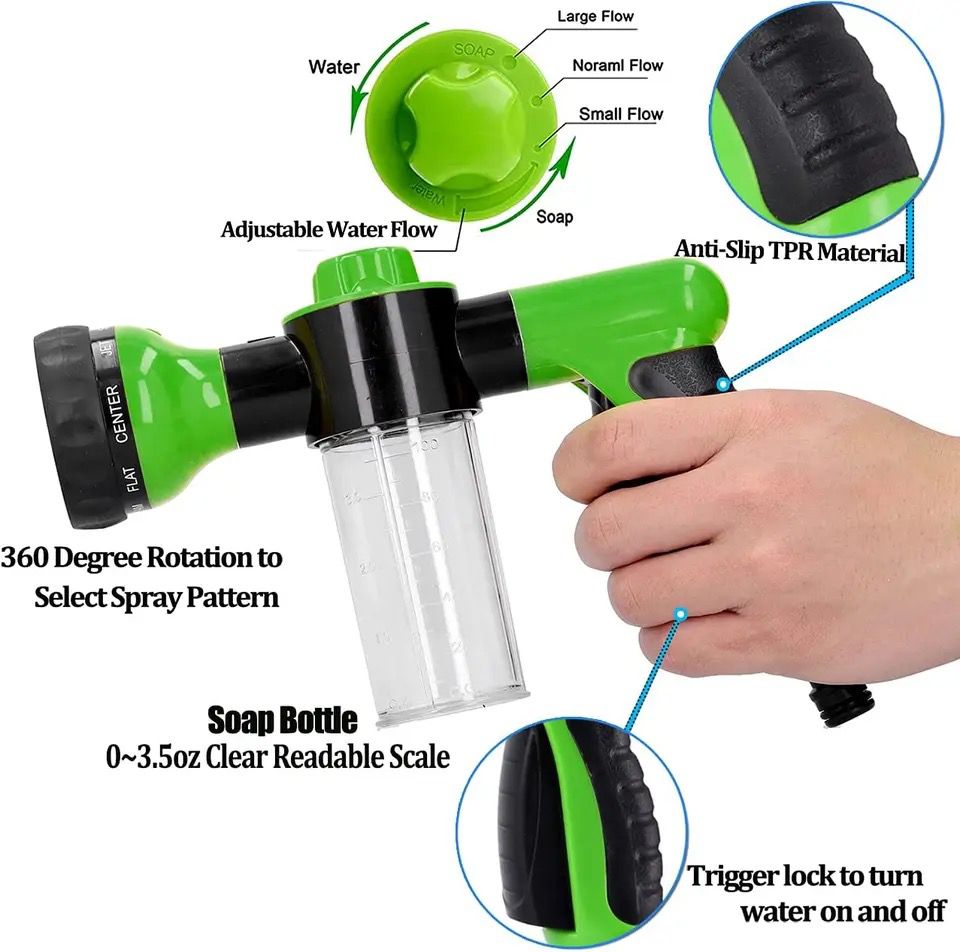 8 Mode Water Spray Gun With Soap Dispenser