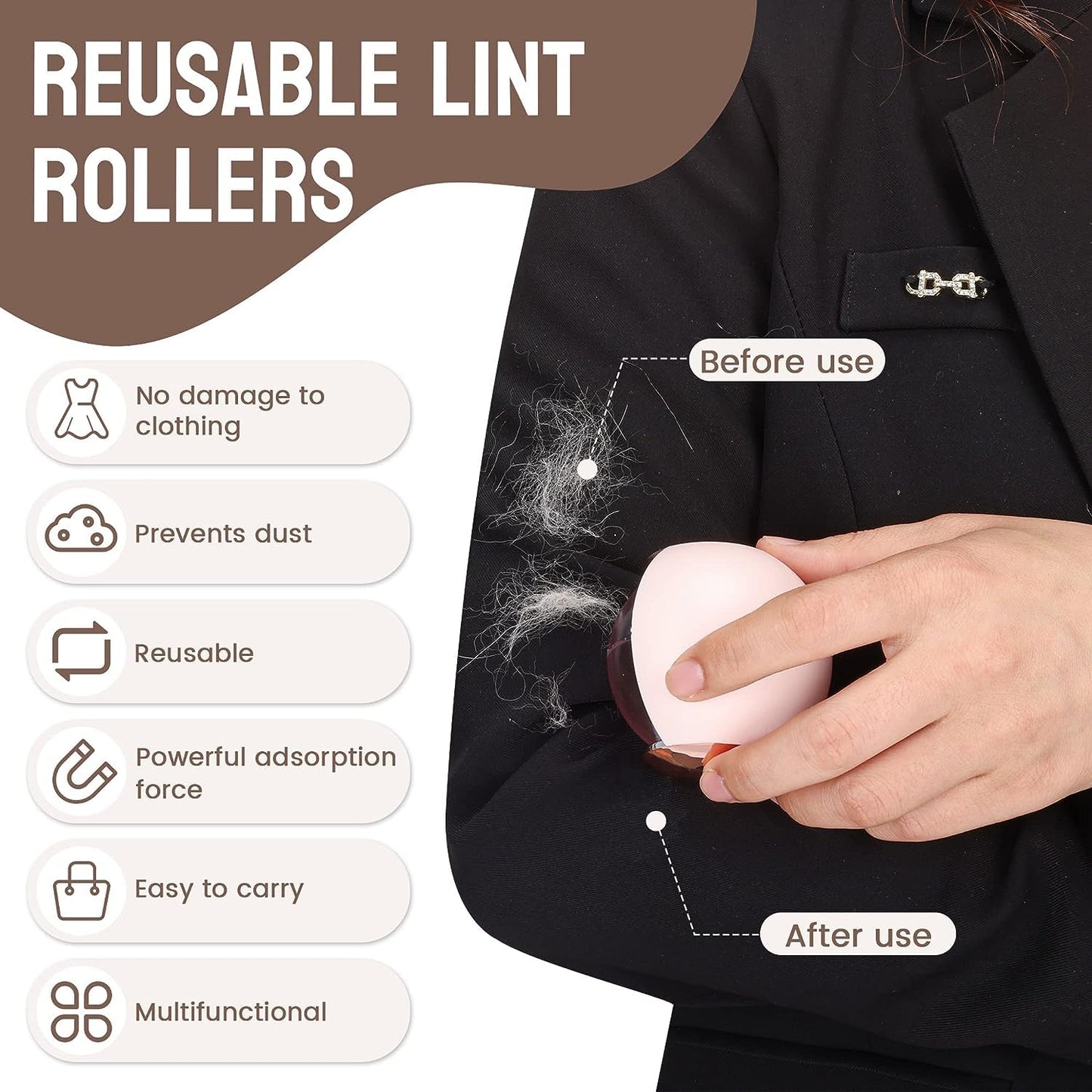 Reusable Fur, Hair, Lint Remover Roller Ball