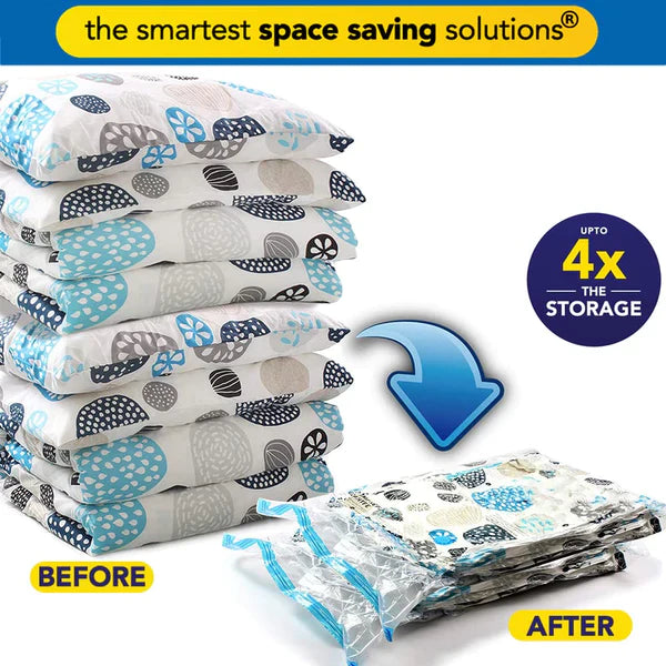 Smart Saver Reusable Vacuum Storage Bags (Free Hand Pump Included)