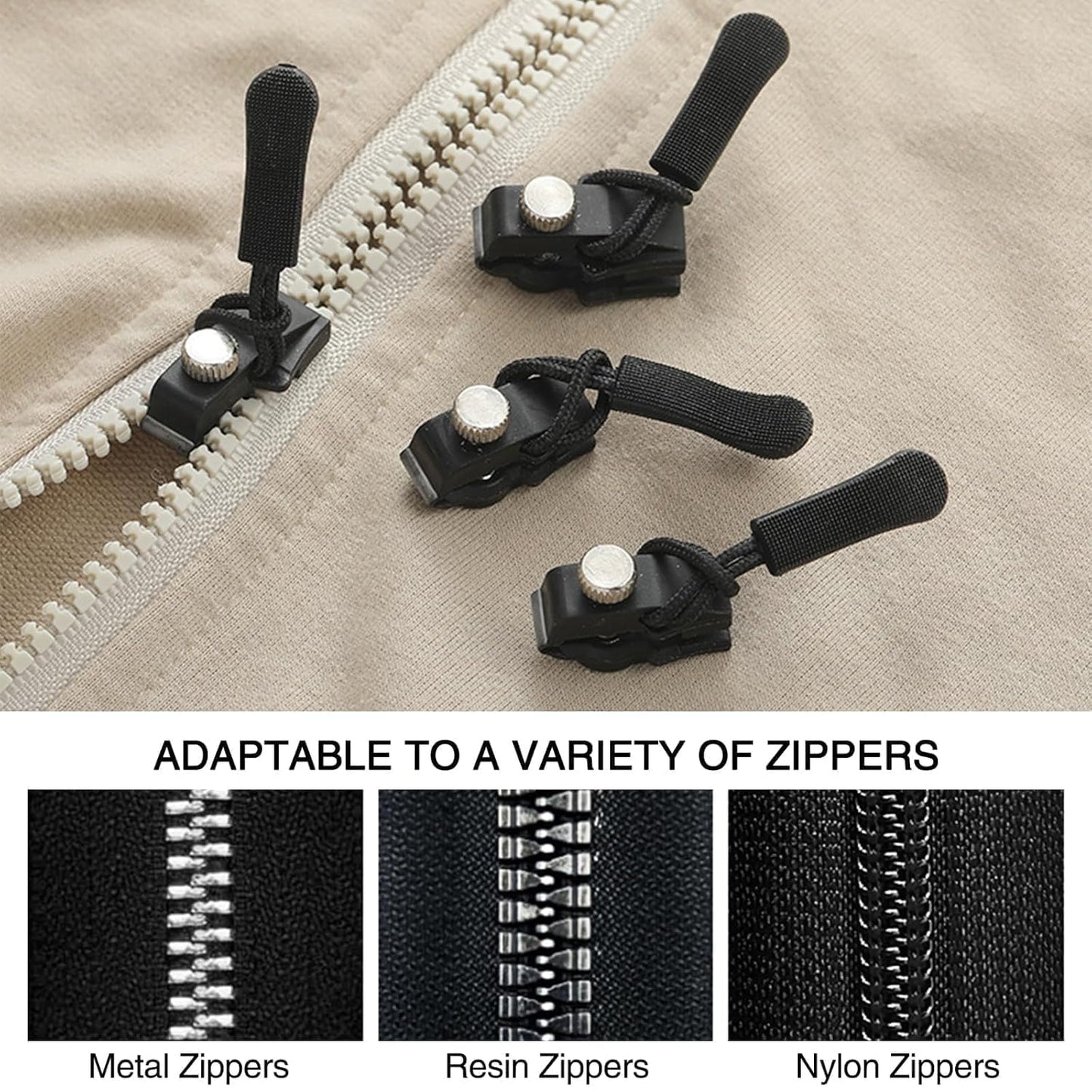 Universal Zipper Slider Repair Kit – Detachable Puller for Bags (Pack of 6)