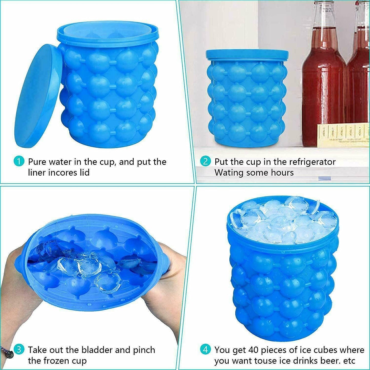 Silicone Ice Cube Bucket with Lid