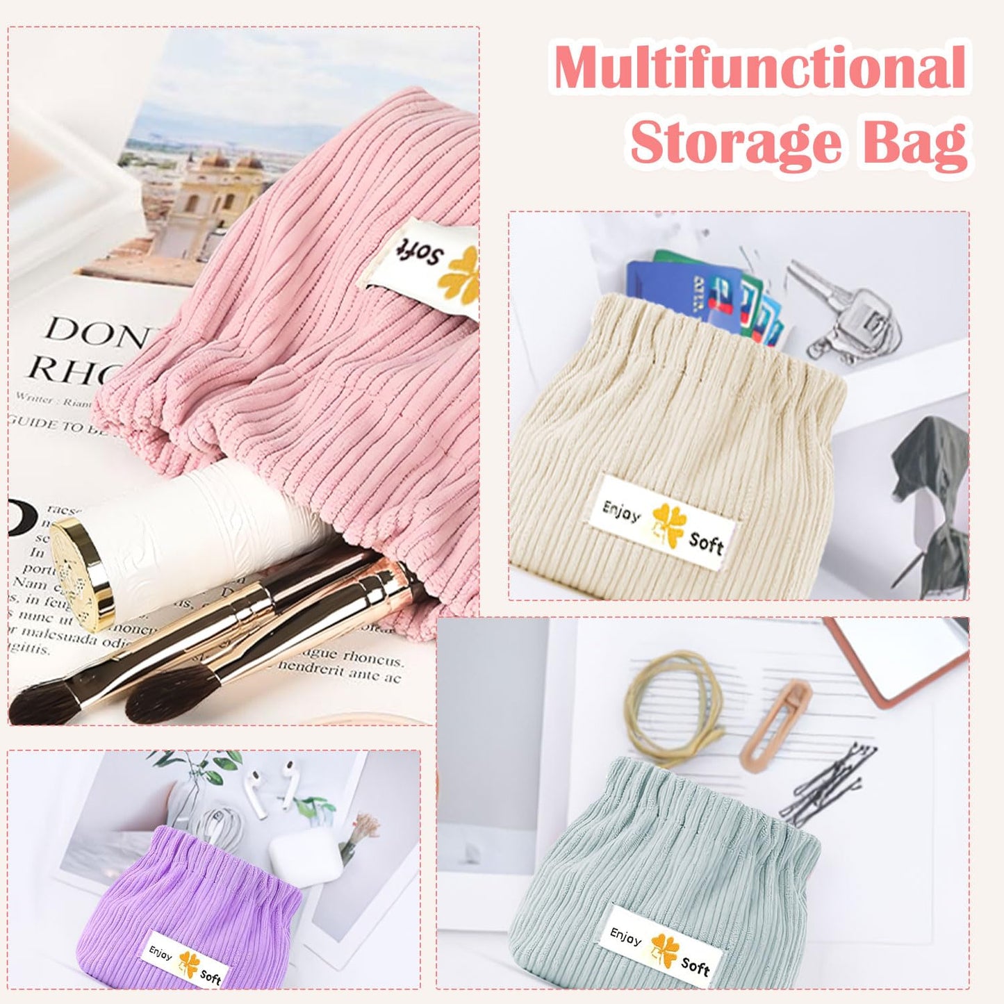 Travel Elastic Corduroy Storage Bag