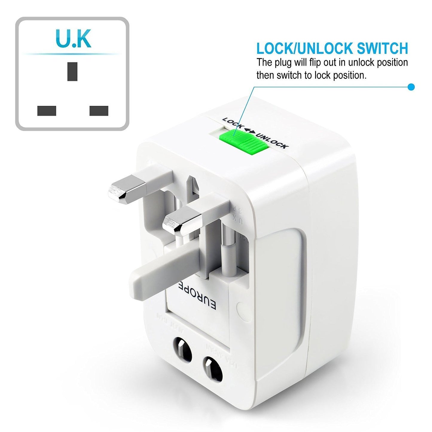 Universal Travel Charger Adapter Plug (Works in over 150 countries)